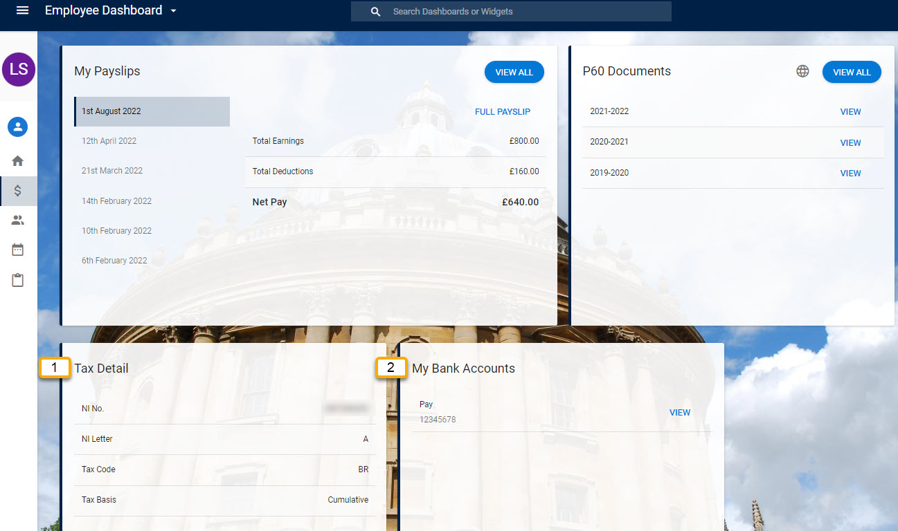 employee dashboard  my payslips